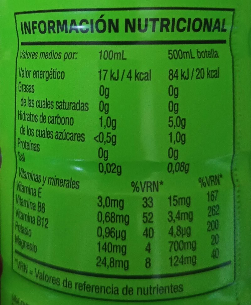 Foto da tabela nutricional