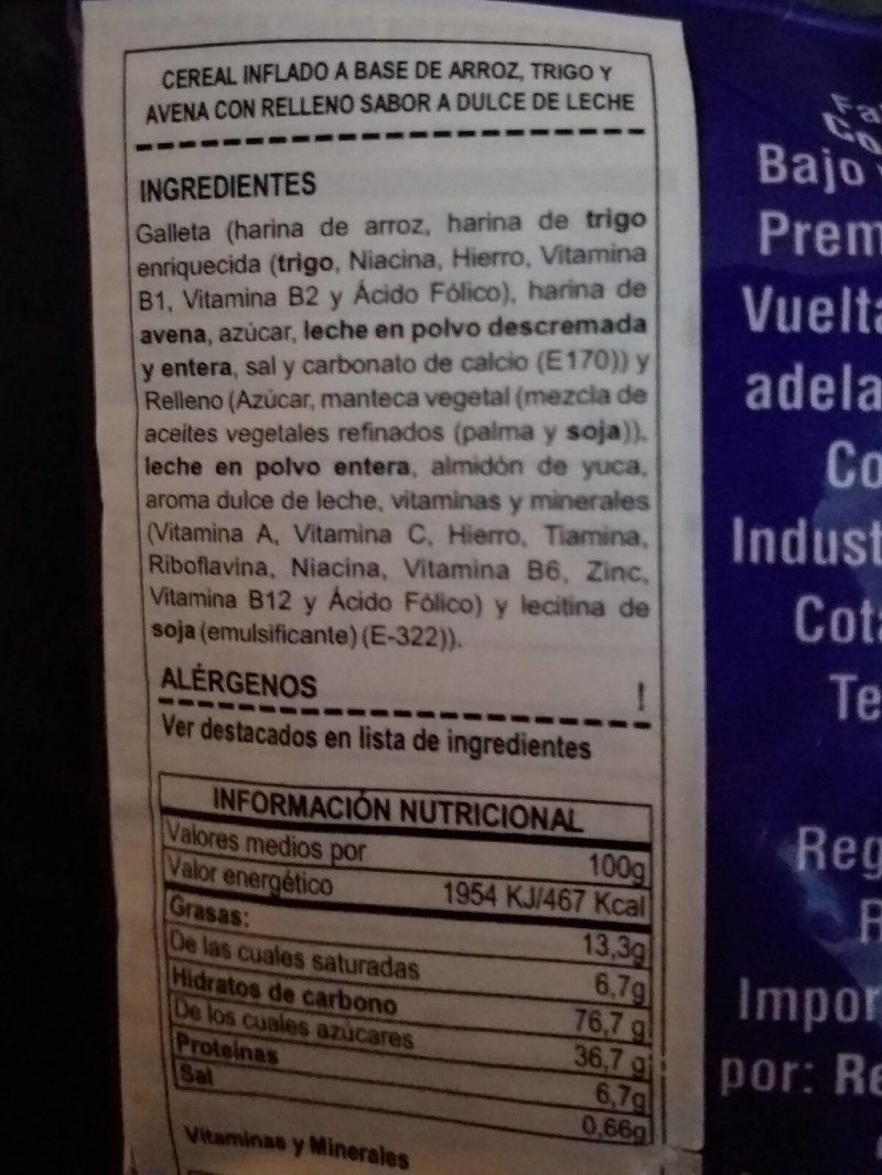 Foto da tabela nutricional