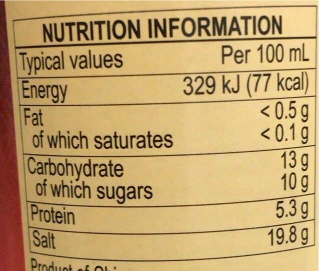 Foto da tabela nutricional