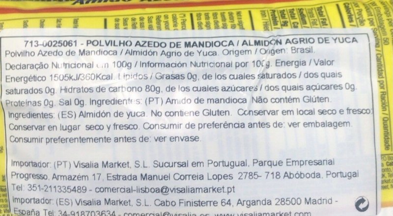 Foto da tabela nutricional