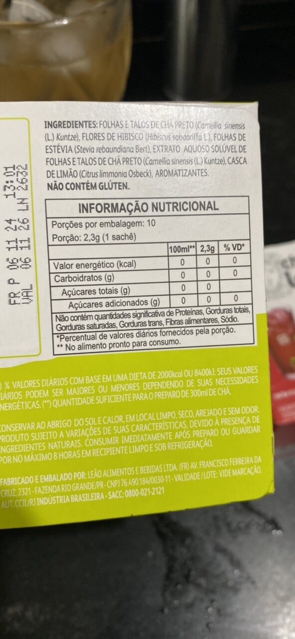 Foto da tabela nutricional