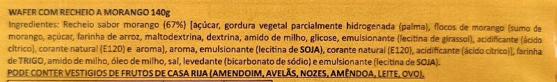 Foto da lista de ingredientes