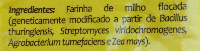 Foto da lista de ingredientes