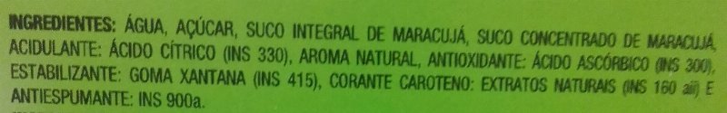 Foto da lista de ingredientes