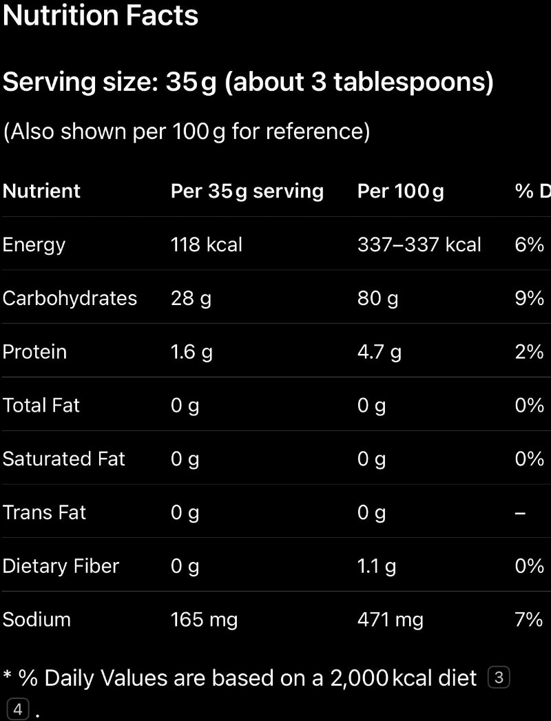 Foto da tabela nutricional