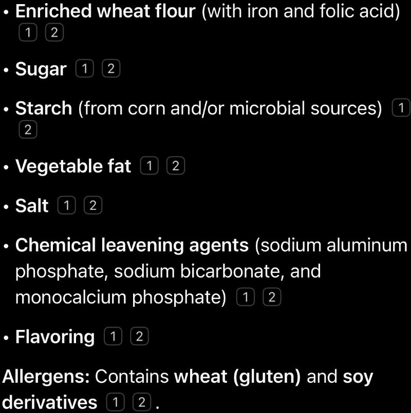Foto da lista de ingredientes