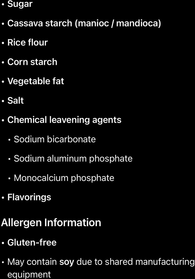 Foto da lista de ingredientes