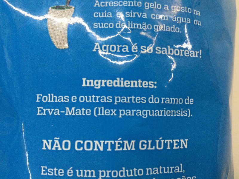 Foto da lista de ingredientes