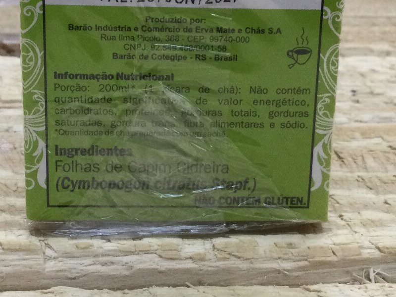 Foto da tabela nutricional