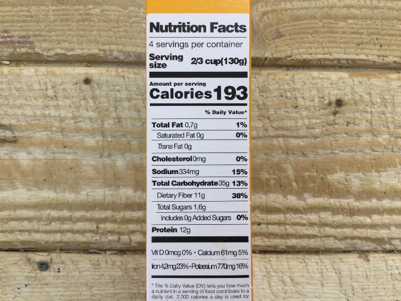 Foto da tabela nutricional