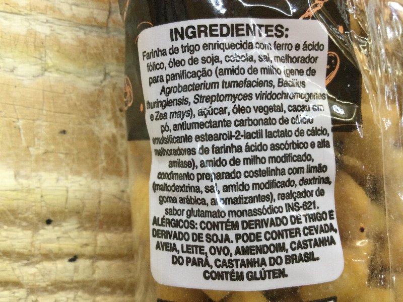 Foto da lista de ingredientes
