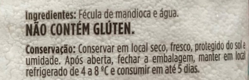 Foto da lista de ingredientes
