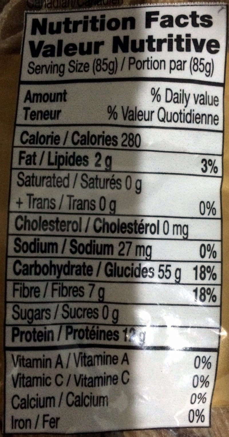 Foto da tabela nutricional