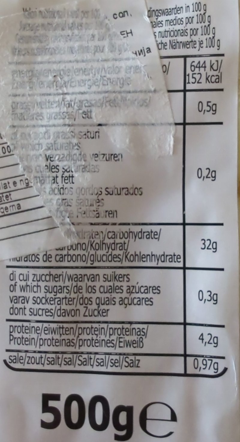 Foto da tabela nutricional