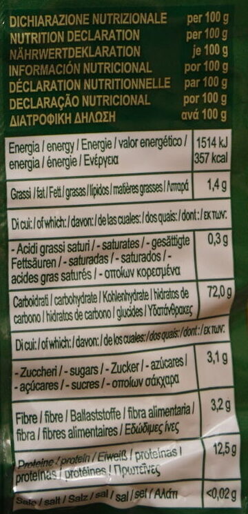 Foto da tabela nutricional