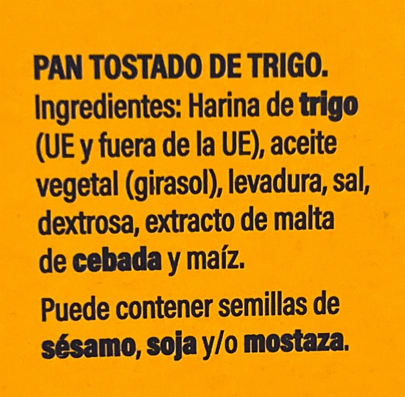Foto da lista de ingredientes