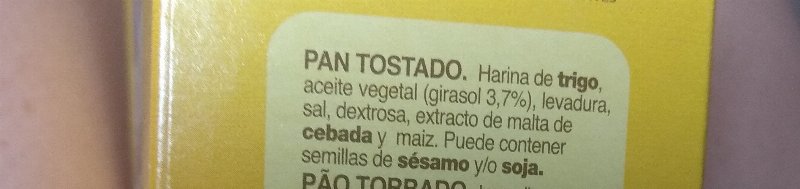 Foto da lista de ingredientes
