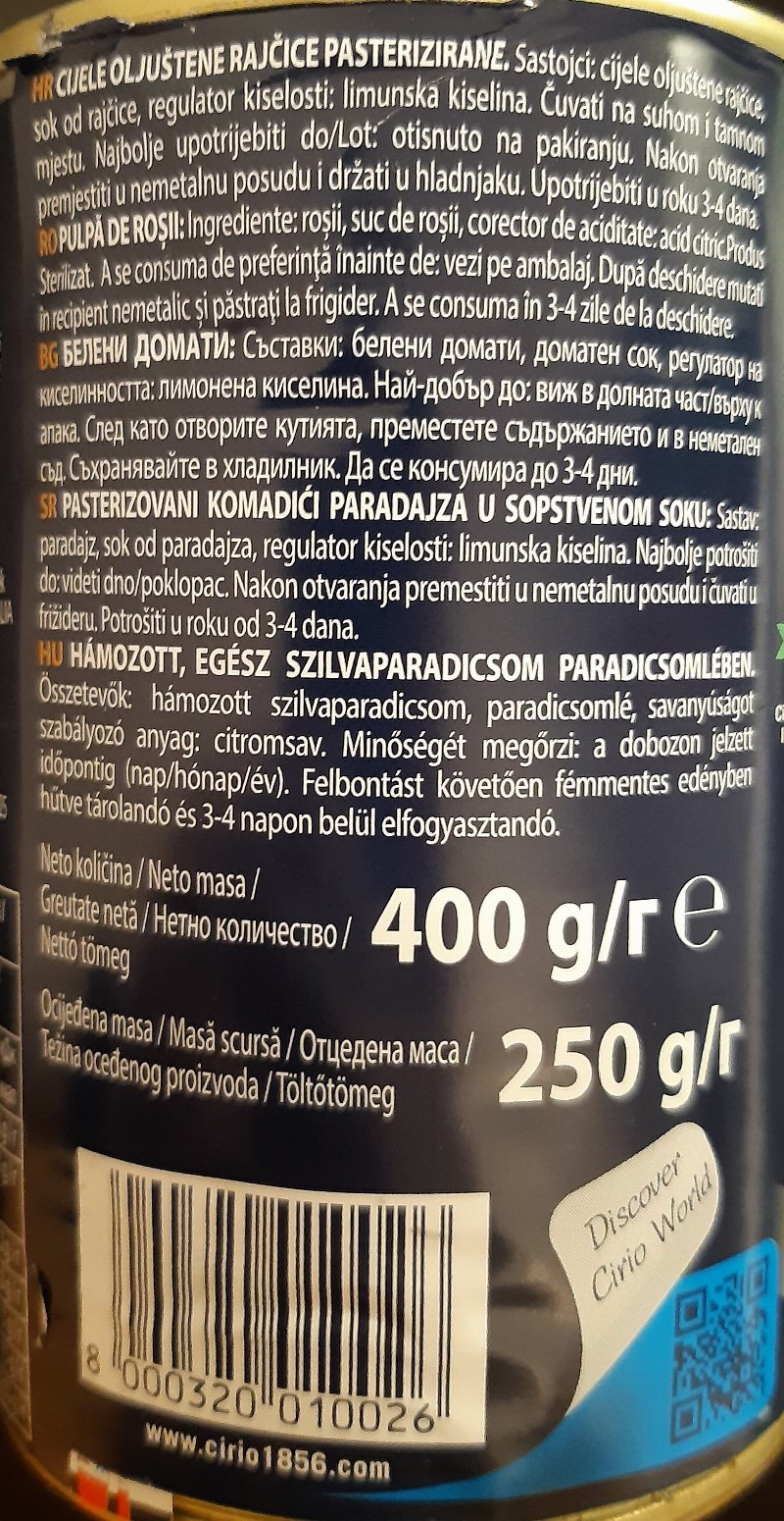 Foto da lista de ingredientes