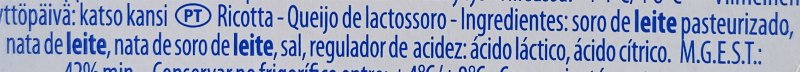 Foto da lista de ingredientes