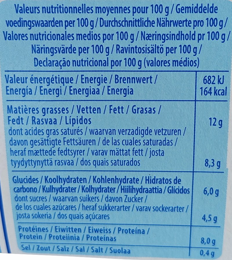 Foto da tabela nutricional