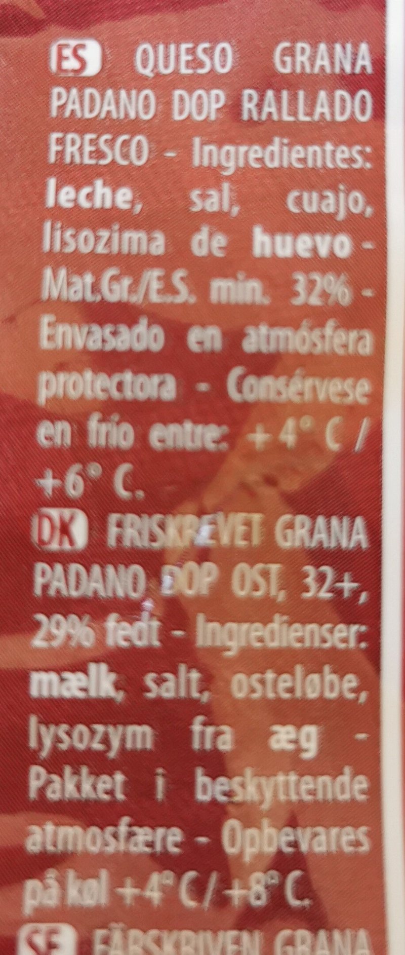 Foto da lista de ingredientes