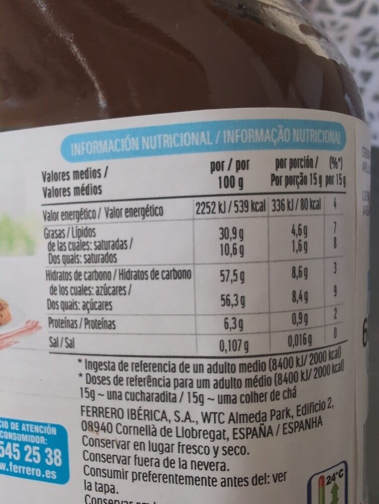 Foto da tabela nutricional