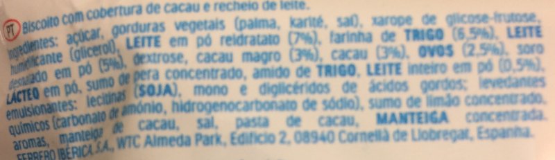 Foto da lista de ingredientes