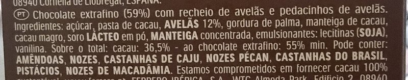 Foto da lista de ingredientes