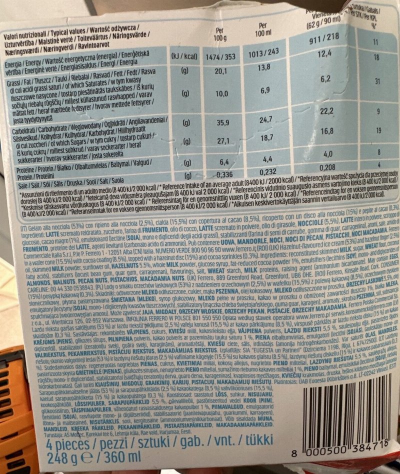 Foto da tabela nutricional