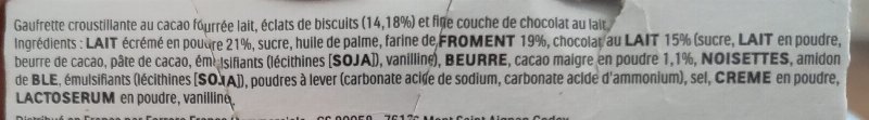 Foto da lista de ingredientes