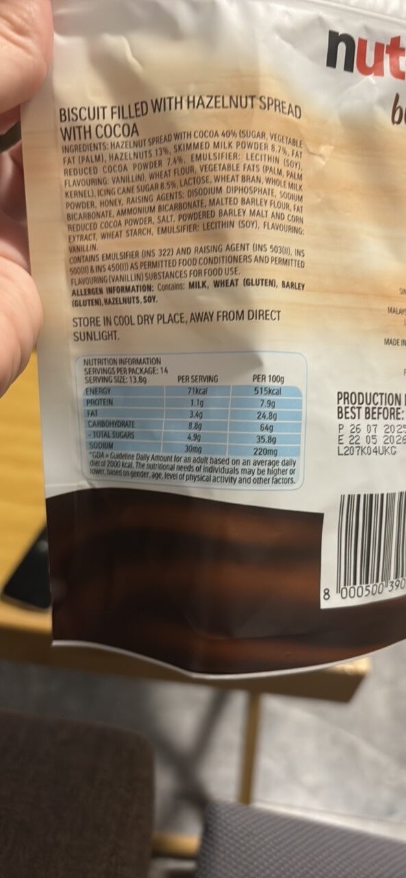 Foto da tabela nutricional