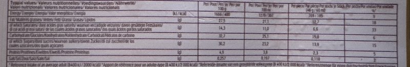 Foto da tabela nutricional