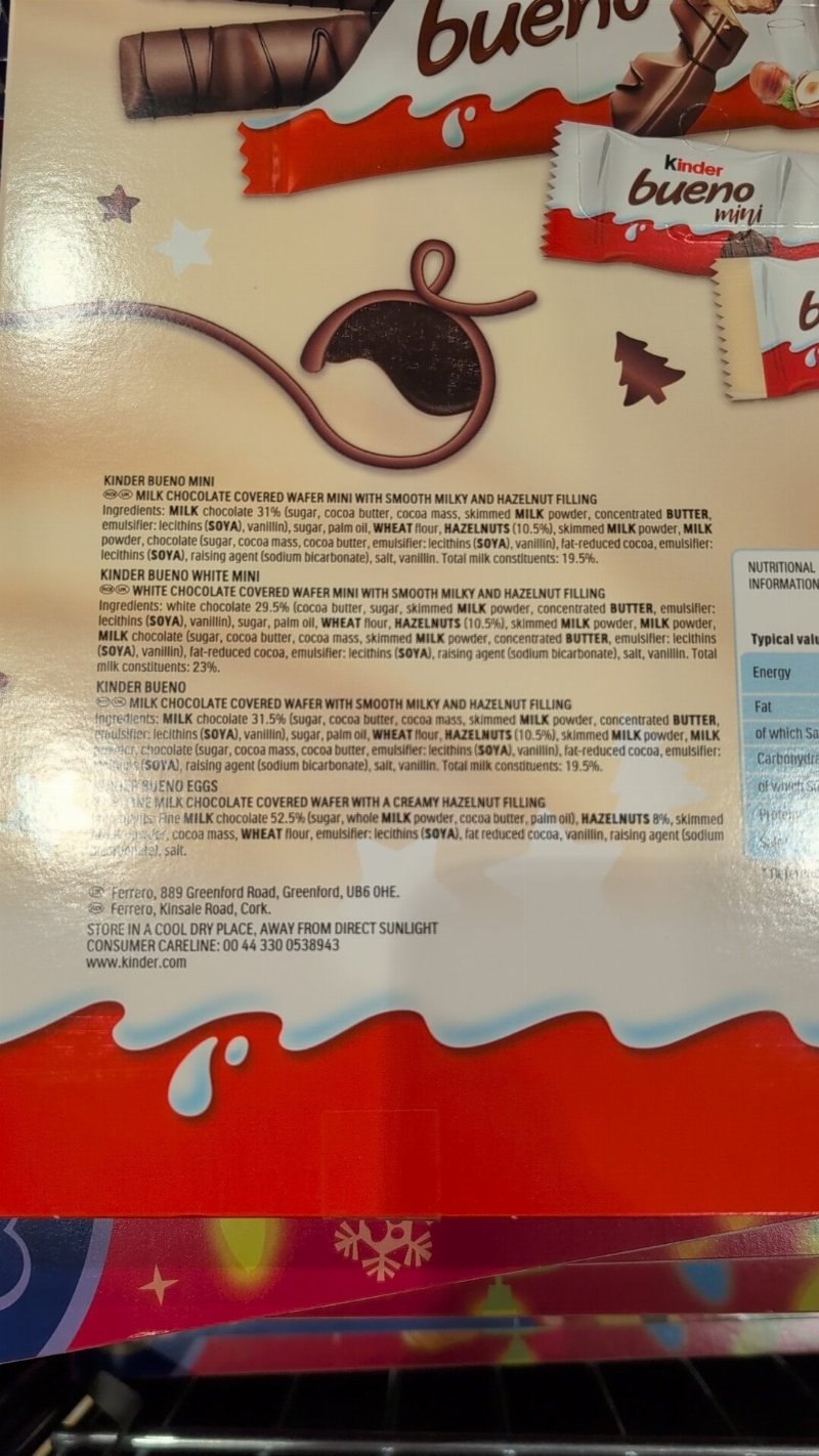 Foto da lista de ingredientes