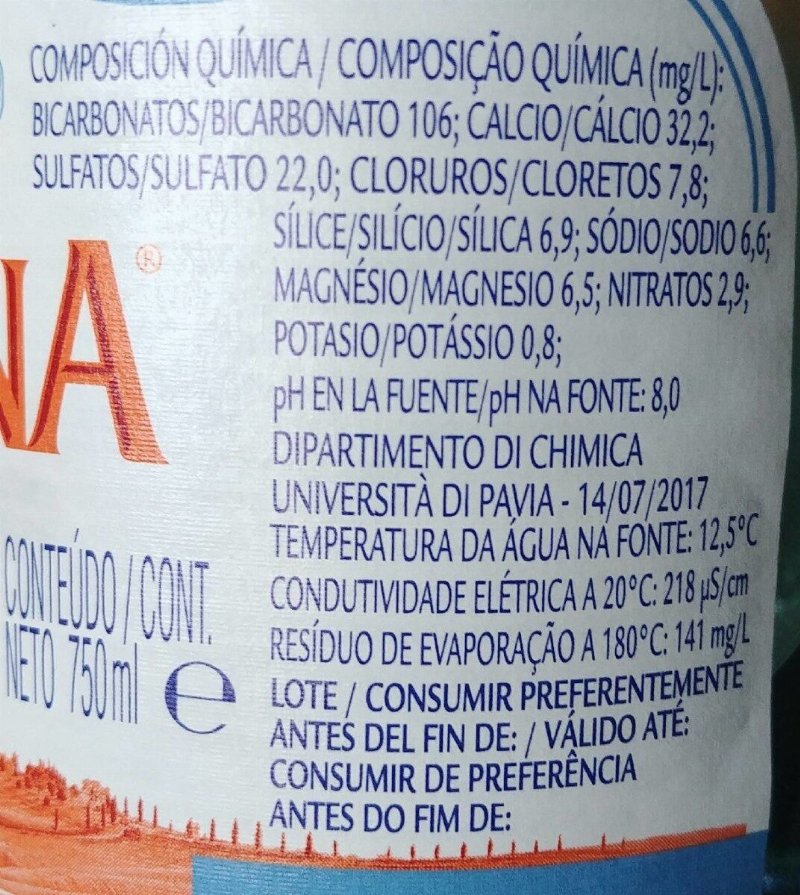 Foto da tabela nutricional