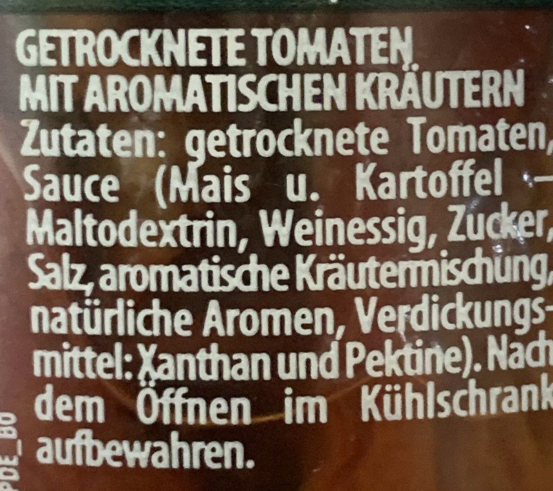 Foto da lista de ingredientes