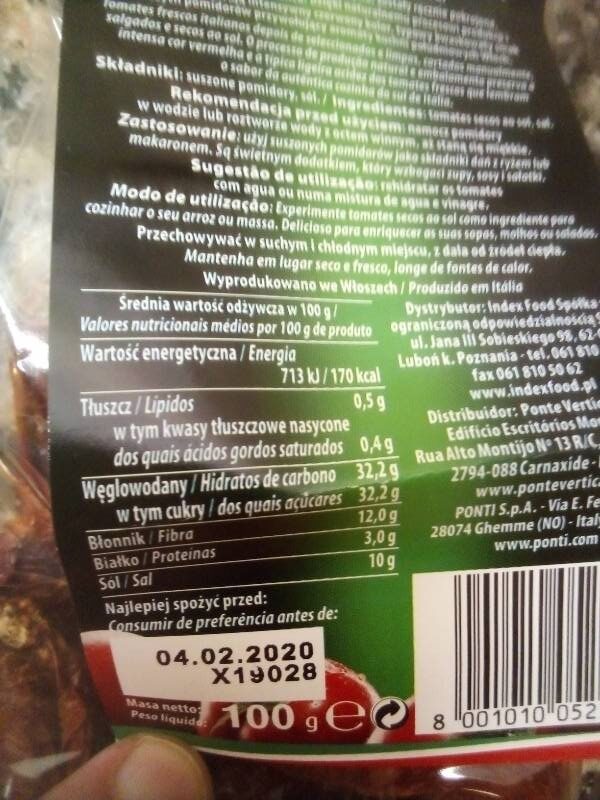 Foto da tabela nutricional