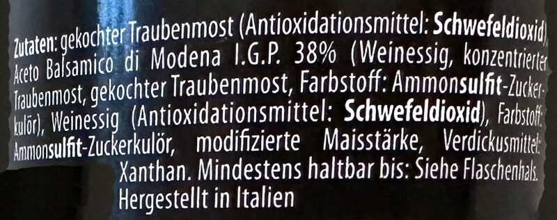 Foto da lista de ingredientes