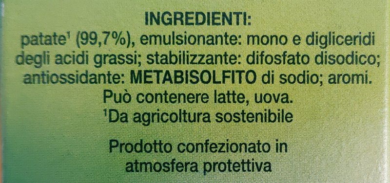 Foto da lista de ingredientes