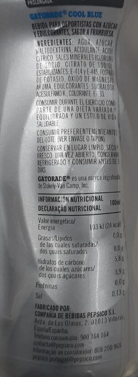 Foto da tabela nutricional