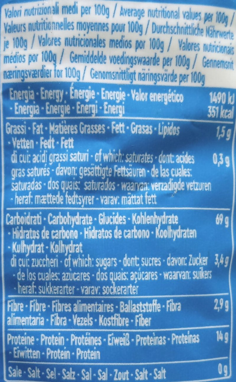 Foto da tabela nutricional