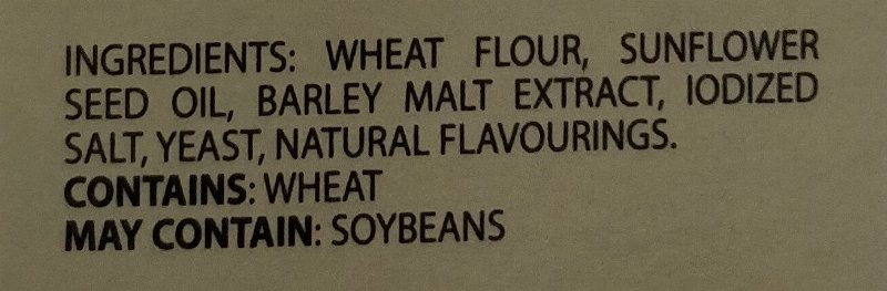 Foto da lista de ingredientes