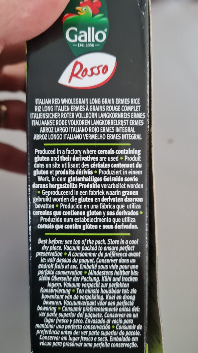 Foto da lista de ingredientes