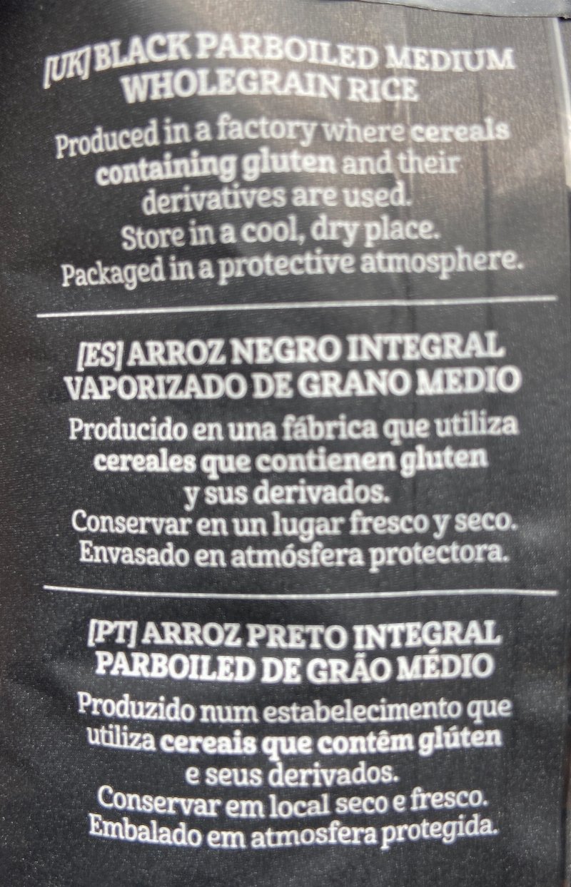 Foto da lista de ingredientes