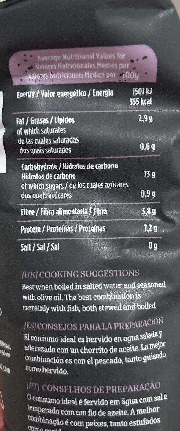 Foto da tabela nutricional