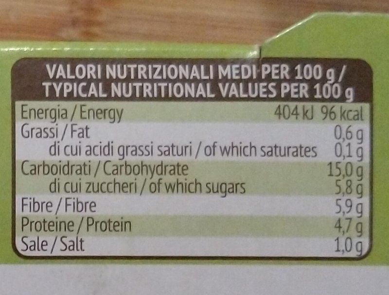 Foto da tabela nutricional