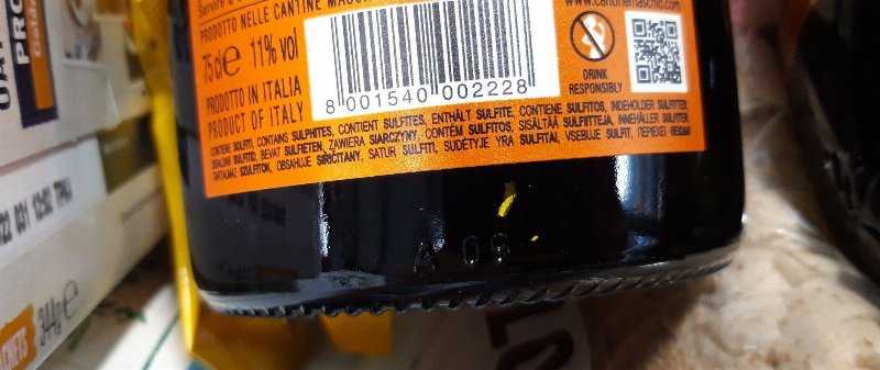 Foto da lista de ingredientes