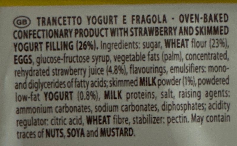 Foto da lista de ingredientes