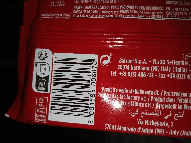 Foto da lista de ingredientes