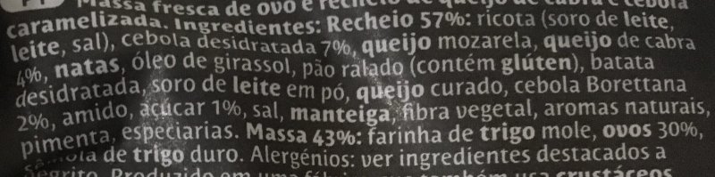 Foto da lista de ingredientes