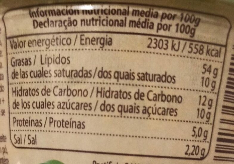 Foto da tabela nutricional